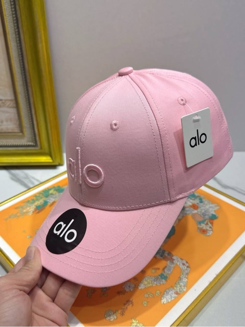 ALO Yoga Pink Embroidered Logo Baseball Cap